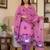 Pink muga cotton jamdani pichwai dress material with dupatta