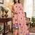 Peach muga cotton jamdani pichwai dress material with dupatta