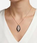 925 Sterling Silver Rose Gold & Black Leaf Pendant Necklace Set  for Women