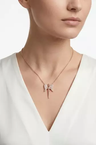 925 Sterling Silver Rose Gold Guardian Angel Pendant NecklaceSet  for Women