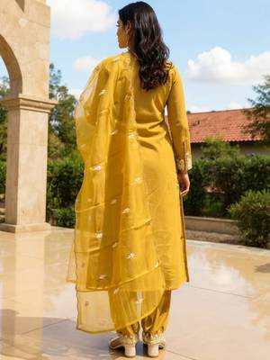 Women Ethnic Motifs Embroidered Regular Kurta with Trousers & Dupatta 3