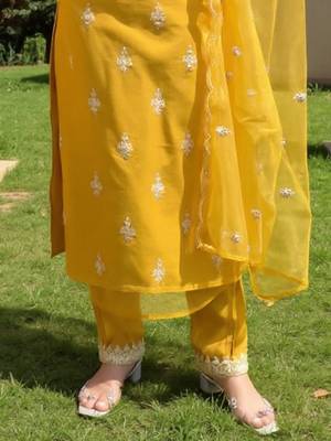 Women Ethnic Motifs Embroidered Regular Kurta with Trousers & Dupatta 5