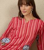 Women Solid V-Neck Regular Kurta with Trousers
