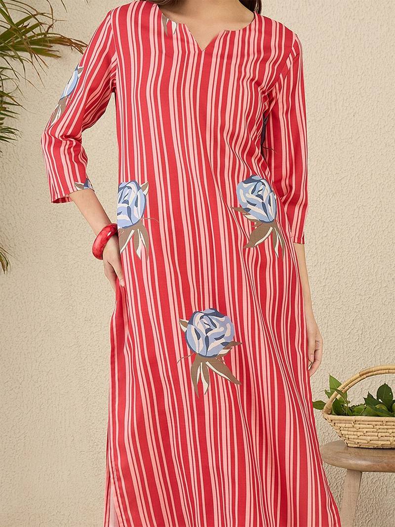 Women Solid V-Neck Regular Kurta with Trousers