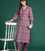 Paisley Printed Pure Cotton Kurta with Trousers