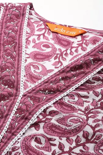 Paisley Printed Pure Cotton Kurta with Trousers