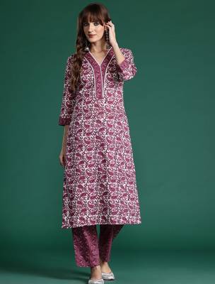 Paisley Printed Pure Cotton Kurta with Trousers 4