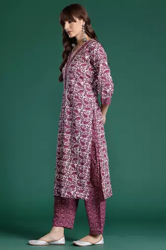 Paisley Printed Pure Cotton Kurta with Trousers