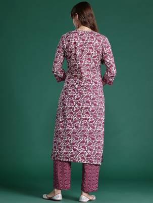 Paisley Printed Pure Cotton Kurta with Trousers 6