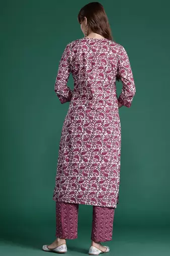 Paisley Printed Pure Cotton Kurta with Trousers