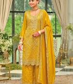 Women Ethnic Motifs Embroidered Regular Sequinned Kurta with Palazzos & With Dupatta