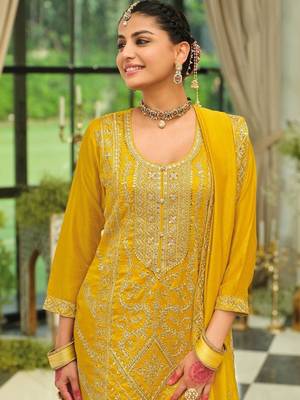 Women Ethnic Motifs Embroidered Regular Sequinned Kurta with Palazzos & With Dupatta 2