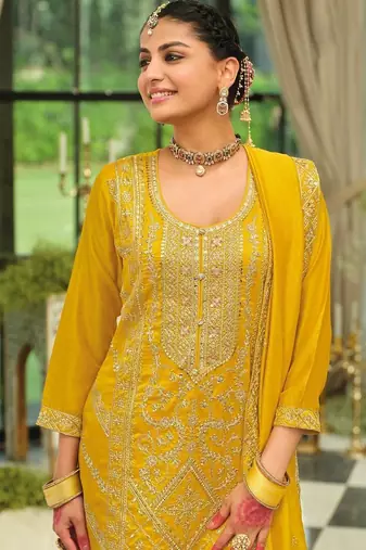 Women Ethnic Motifs Embroidered Regular Sequinned Kurta with Palazzos & With Dupatta