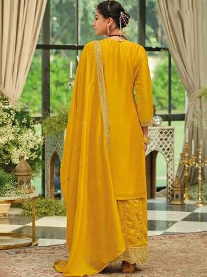 Women Ethnic Motifs Embroidered Regular Sequinned Kurta with Palazzos & With Dupatta 3