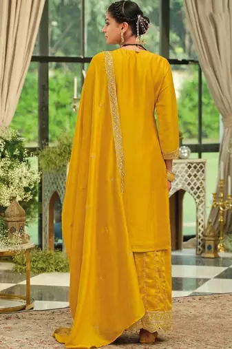 Women Ethnic Motifs Embroidered Regular Sequinned Kurta with Palazzos & With Dupatta