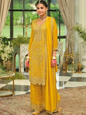 Women Ethnic Motifs Embroidered Regular Sequinned Kurta with Palazzos & With Dupatta 5