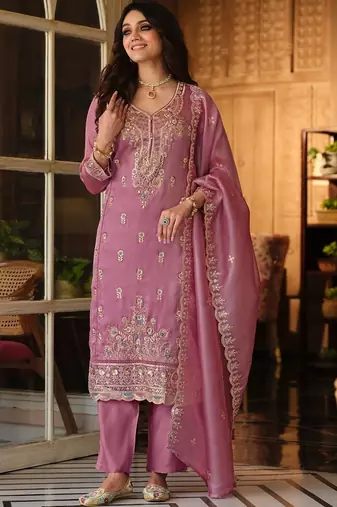 Women Ethnic Motifs Embroidered Regular Thread Work Kurta with Trousers & With Dupatta