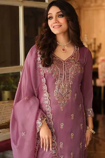 Women Ethnic Motifs Embroidered Regular Thread Work Kurta with Trousers & With Dupatta