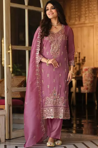 Women Ethnic Motifs Embroidered Regular Thread Work Kurta with Trousers & With Dupatta