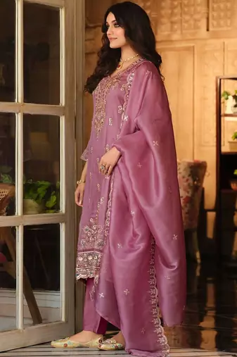 Women Ethnic Motifs Embroidered Regular Thread Work Kurta with Trousers & With Dupatta