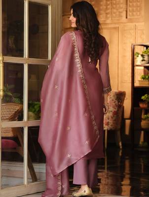 Women Ethnic Motifs Embroidered Regular Thread Work Kurta with Trousers & With Dupatta 7