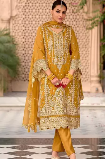 Women Ethnic Motifs Embroidered Regular Thread Work Kurta With Trousers & Dupatta