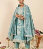 Women Ethnic Motifs Regular Kurta with Trousers & With Dupatta