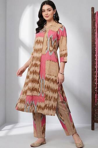 Women Printed Regular Pure Cotton Kurta with Trousers
