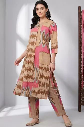 Women Printed Regular Pure Cotton Kurta with Trousers