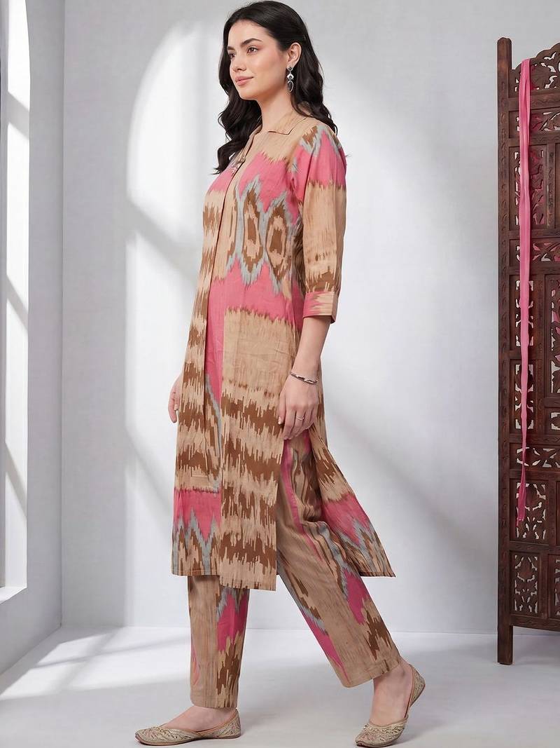 Women Printed Regular Pure Cotton Kurta with Trousers