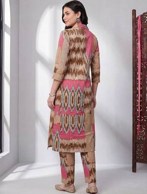 Women Printed Regular Pure Cotton Kurta with Trousers 3
