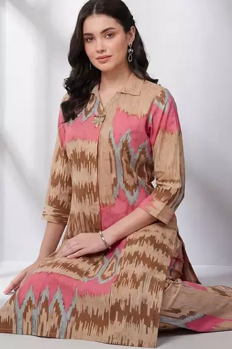 Women Printed Regular Pure Cotton Kurta with Trousers