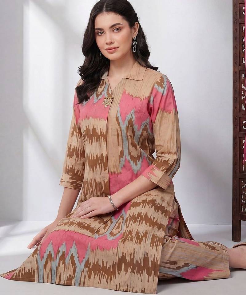 Women Printed Regular Pure Cotton Kurta with Trousers