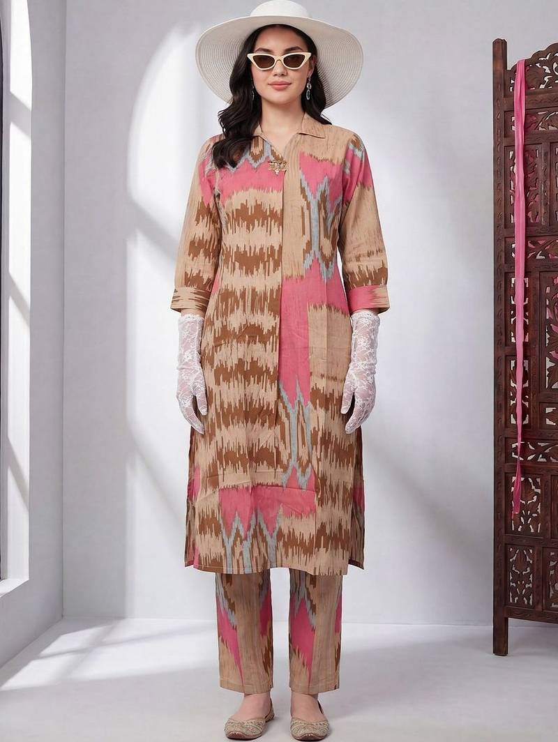 Women Printed Regular Pure Cotton Kurta with Trousers