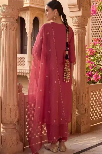 Women Ethnic Motifs Embroidered Regular Thread Work Kurta with Trousers & Dupatta