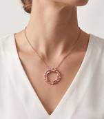 925 Sterling Silver Rose Gold  Multicolor  Circle Pendant Necklace Set  for Women