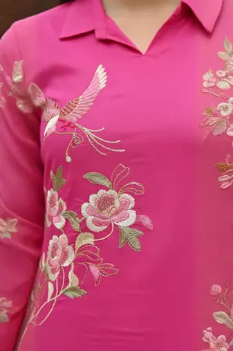 Women Floral Embroidered Regular Thread Work Pure Cotton Kurta with Trousers
