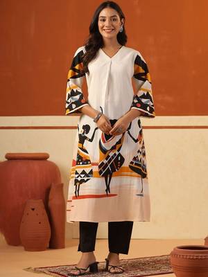 Women Ethnic Motifs Printed Regular Pure Cotton Kurta with Trousers 1