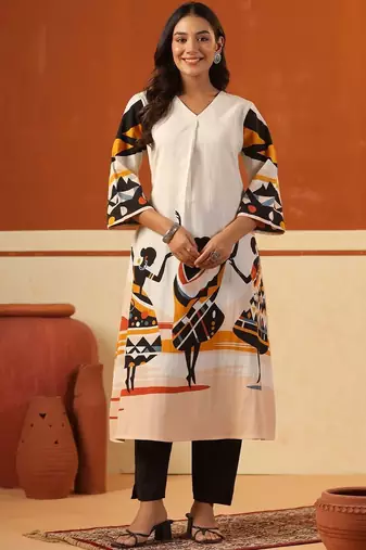 Women Ethnic Motifs Printed Regular Pure Cotton Kurta with Trousers