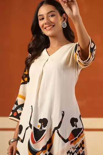 Women Ethnic Motifs Printed Regular Pure Cotton Kurta with Trousers