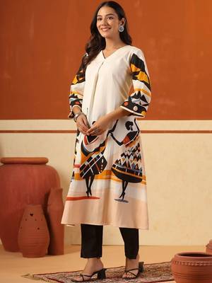 Women Ethnic Motifs Printed Regular Pure Cotton Kurta with Trousers 4