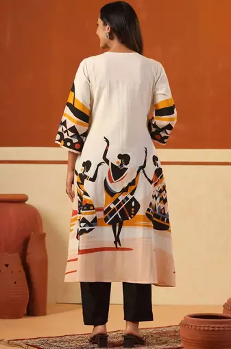 Women Ethnic Motifs Printed Regular Pure Cotton Kurta with Trousers