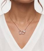 925 Sterling Silver Interlocking Rose Gold Heart Pendant Necklace Set  for Women