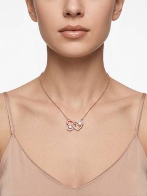 925 Sterling Silver Interlocking Rose Gold Heart Pendant Necklace Set  for Women 4