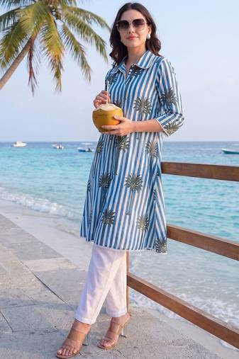 Women Printed Regular Pure Cotton Kurta with Trousers
