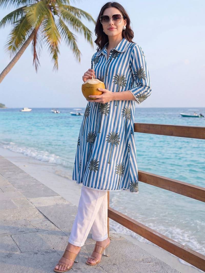 Women Printed Regular Pure Cotton Kurta with Trousers