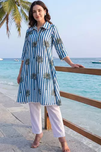 Women Printed Regular Pure Cotton Kurta with Trousers