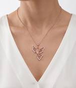 925 Sterling Silver Rose Gold  Angel Pendant Necklace  Set for Women