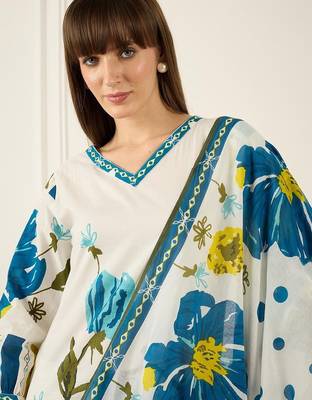 Women Floral Printed Regular Pure Cotton Kurta with Trousers & With Dupatta 2