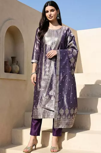Women Ethnic Motifs Regular Kurta with Trousers & With Dupatta